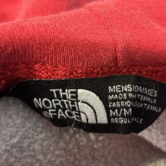 The North Face Men's Size Medium Gray Red Hoodie Sweatshirt Fleece Logo Outdoor - Picture 13 of 16